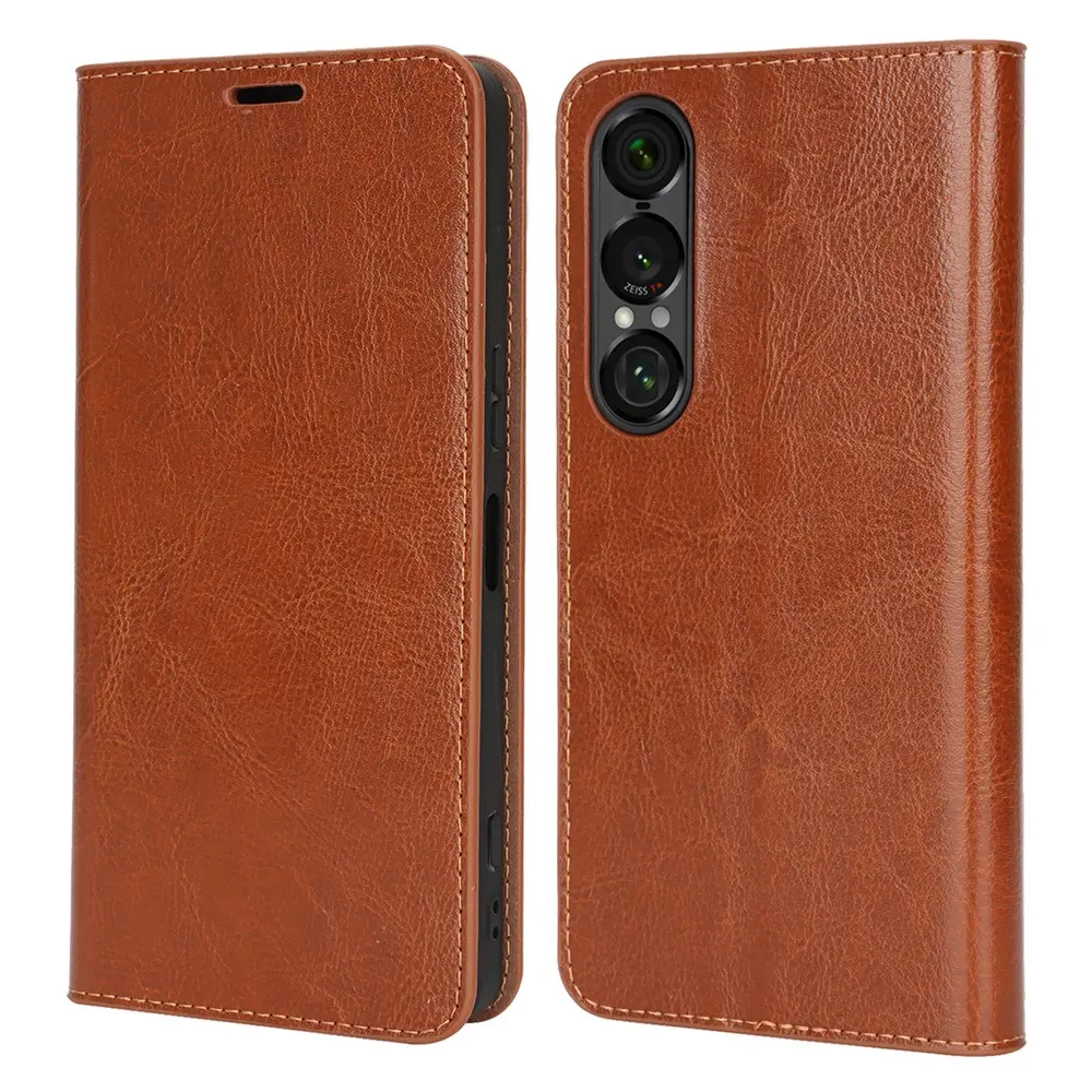 Mobiltaske Ægte Læder Sony Xperia 1 VII Brun