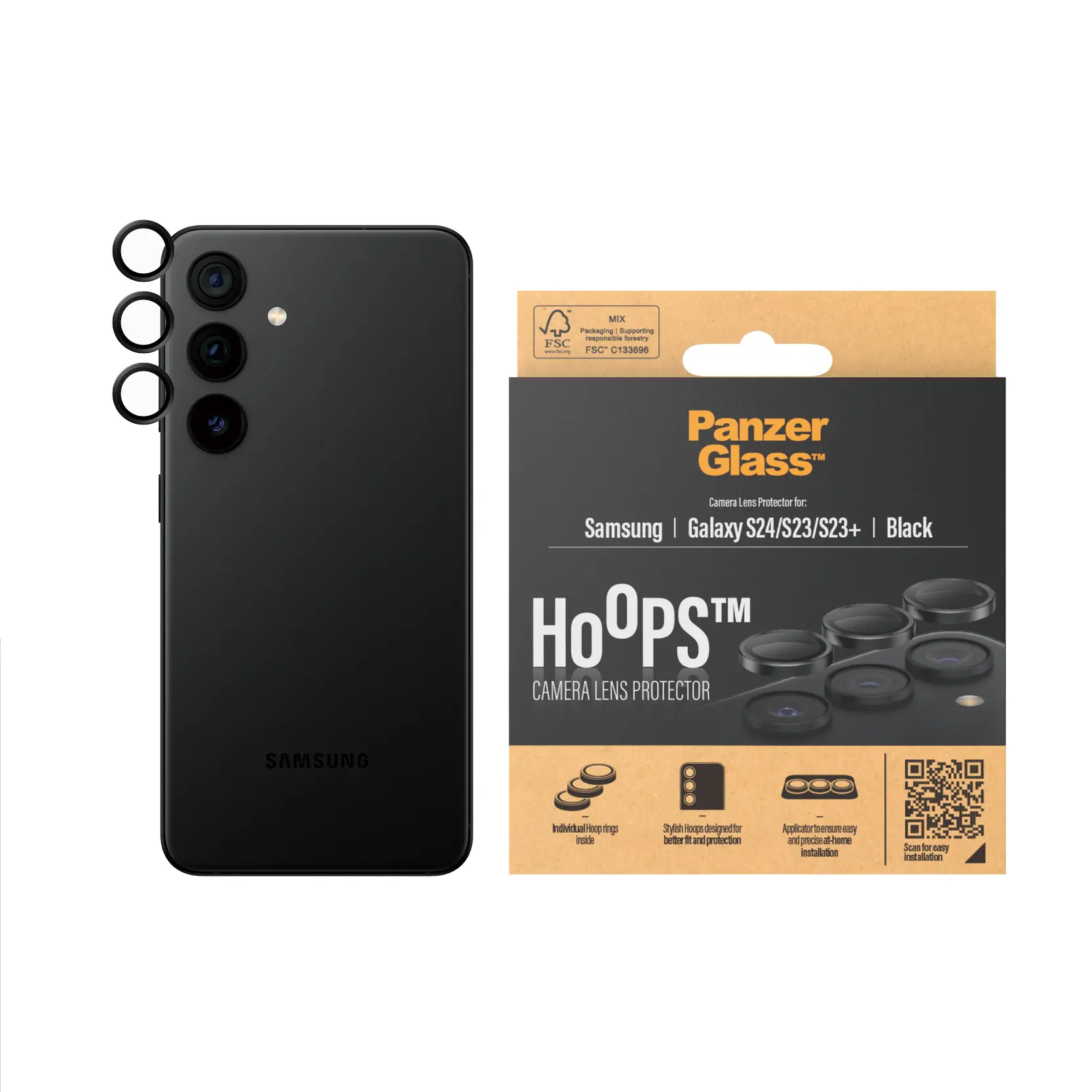 Samsung Galaxy S23 Plus Hoops Camera Lens Protector Svart
