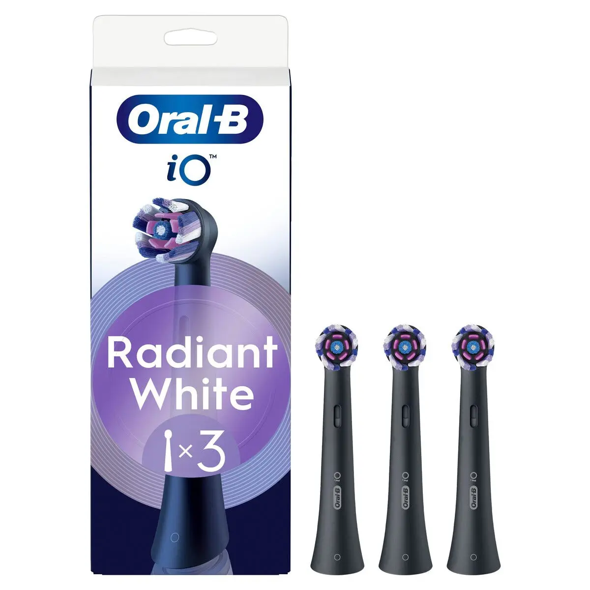iO Radiant White borsthuvuden 3-pack, Svart