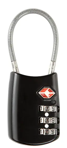 Kombinationshänglås TSA med vajerbygel, Svart