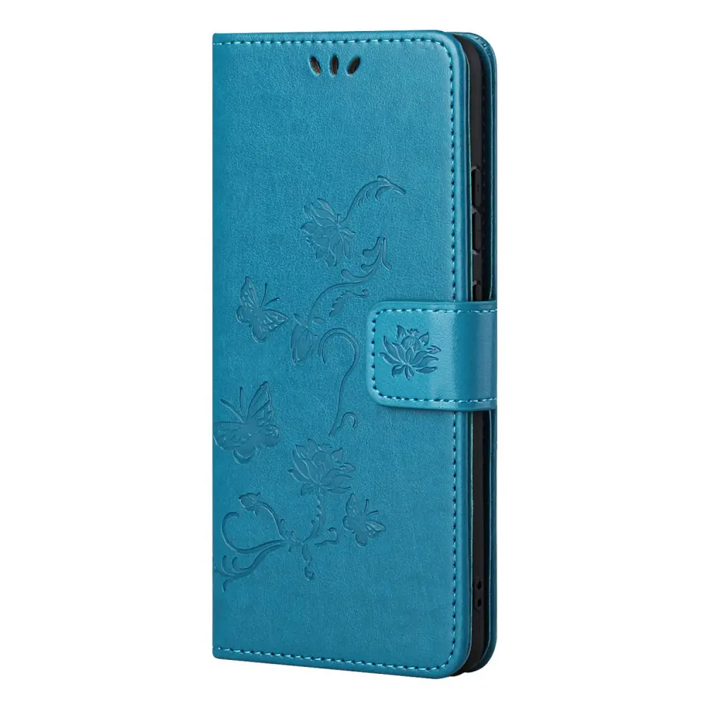 Läderfodral Fjärilar Samsung Galaxy S22 Blå