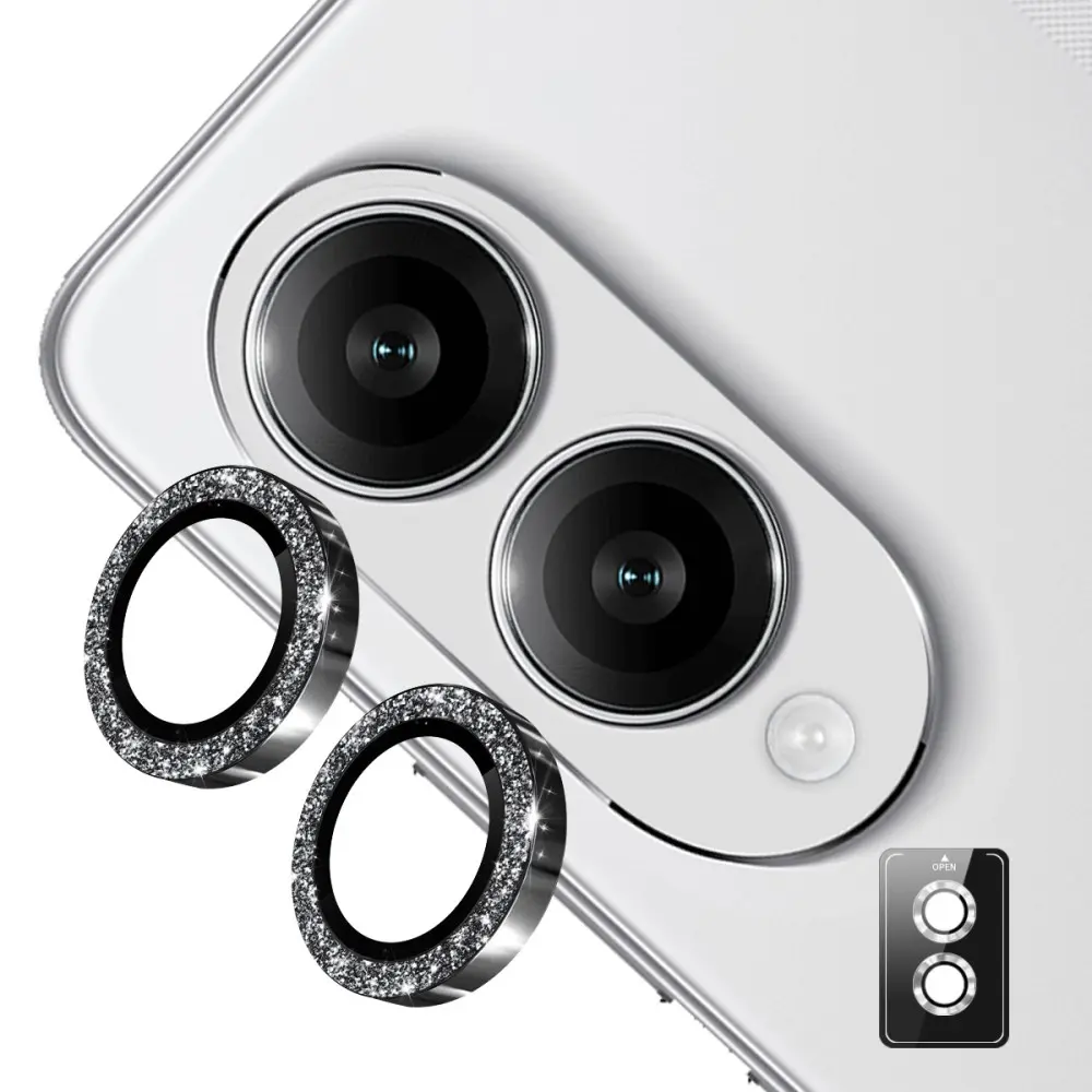 Glitter Linsebeskytter Aluminium Samsung Galaxy S25 Edge Sort