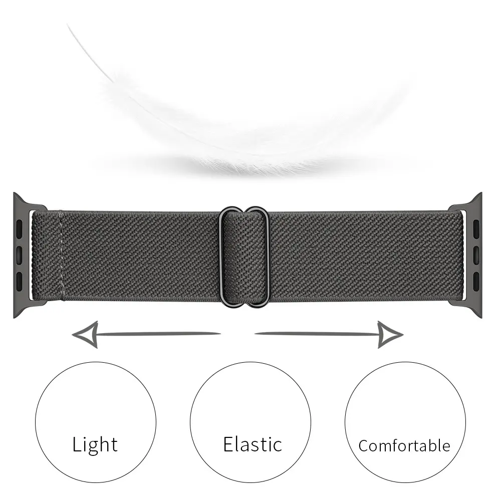Elastiskt Nylonarmband Apple Watch Series 12 47mm Grå