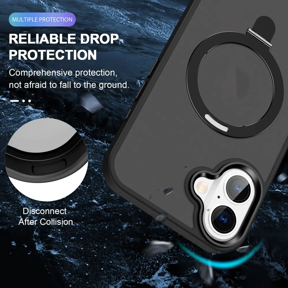 Hybridskal Magnetic Ring iPhone 16 Plus Svart