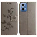 Læderetui Sommerfugle Motorola Moto G35 Grå