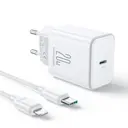 20W hurtigoplader PD + 20W USB-C til Lightning-kabel 1m Hvid