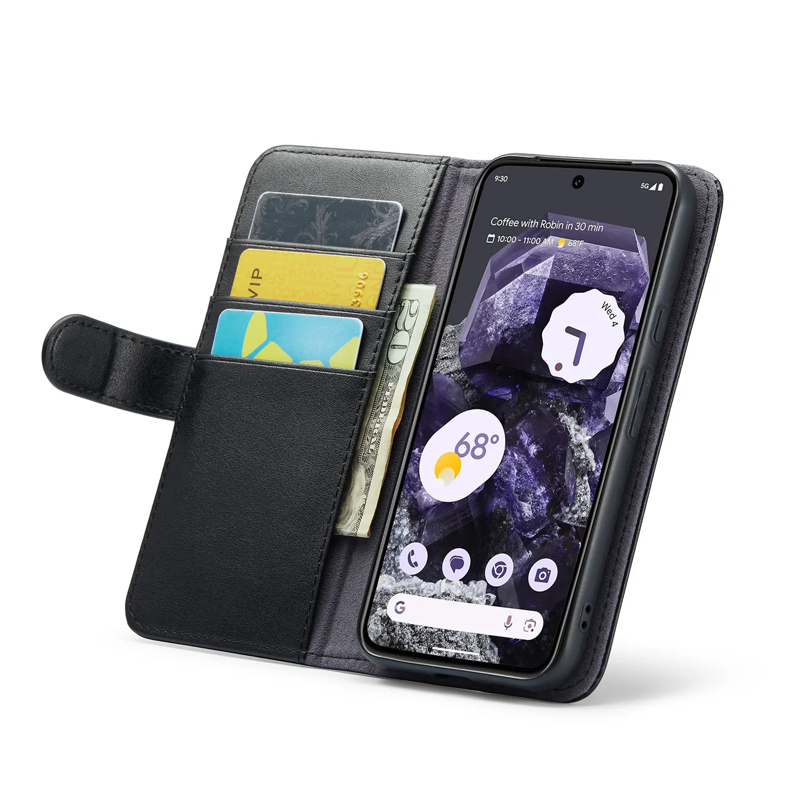Äkta Läderfodral Google Pixel 8a Svart