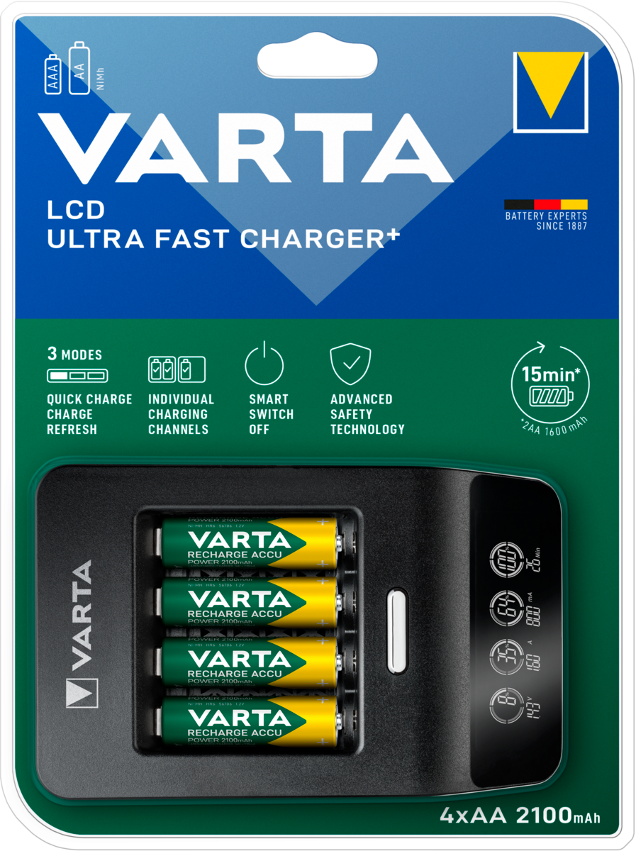 VARTA Batterilader LCD Ultra Fast Charger+