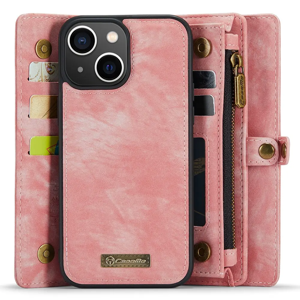 Multi-slot Plånboksfodral iPhone 15 Rosa