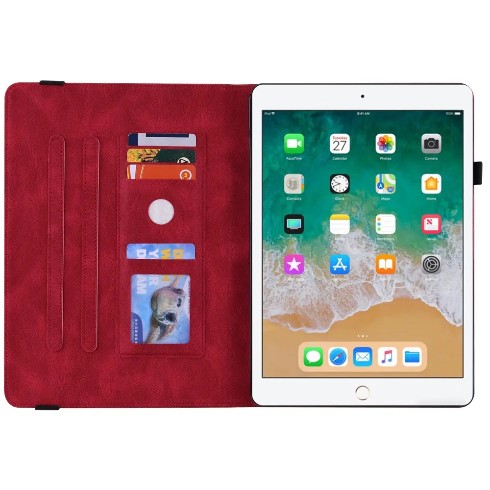 Läderfodral Fjärilar Apple iPad 9.7 5th Gen (2017) Röd