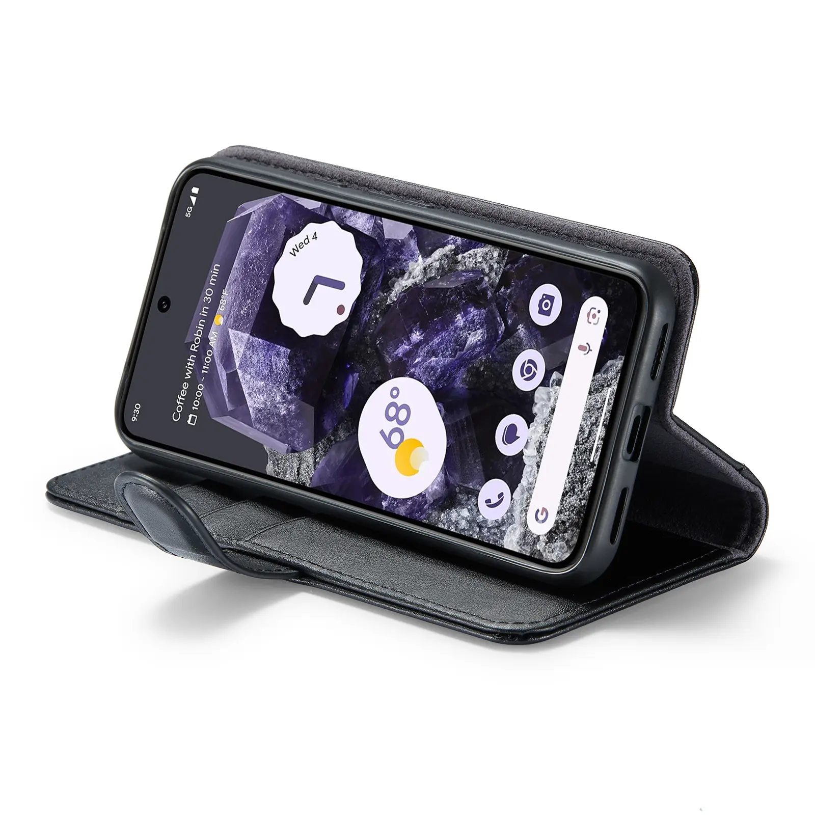 Äkta Läderfodral Google Pixel 8a Svart