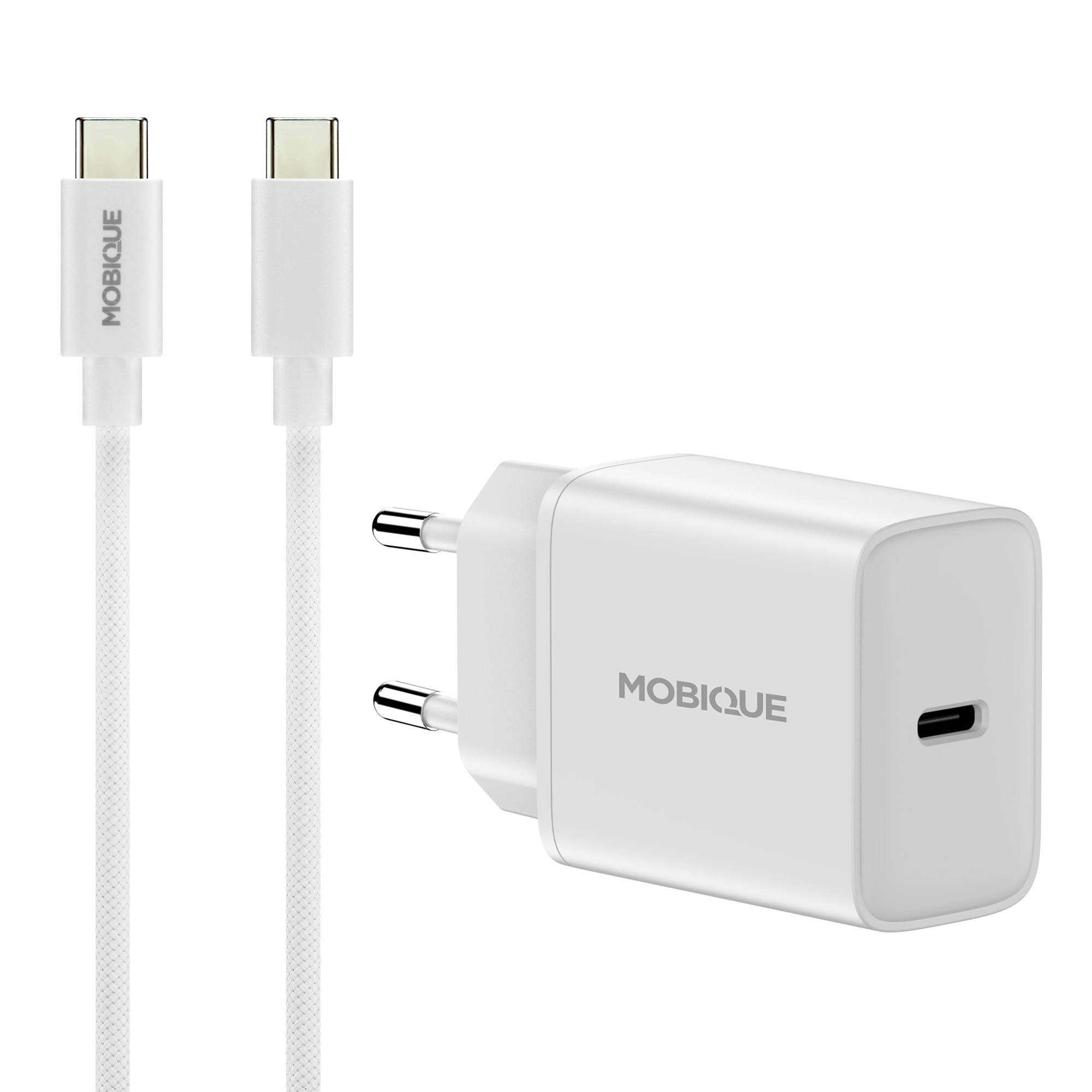 Komplett lader iPhone 17 Pro - 2m kabel og vegglader USB-C Hvit