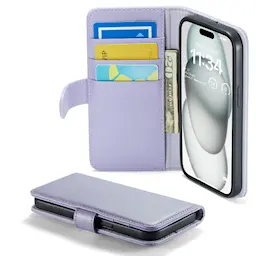 iPhone 14 Pungetui i ægte læder, Lilla