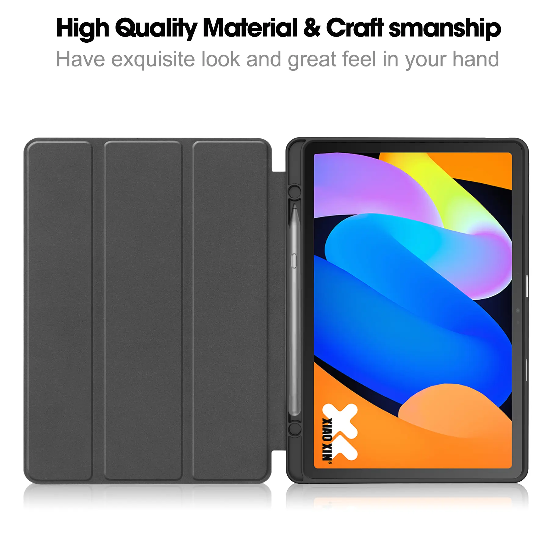 Lenovo Idea Tab Fodral Tri-fold med Pencil-hållare Svart