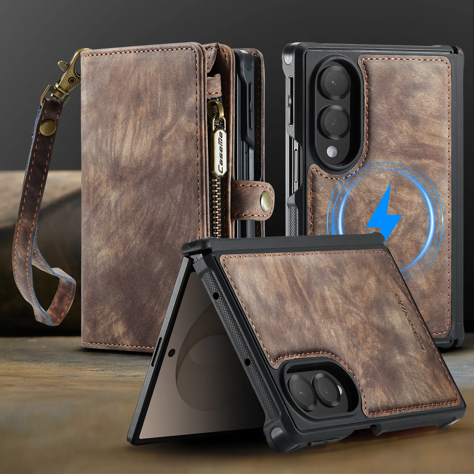 Multi-slot Plånboksfodral Samsung Galaxy Z Fold 8 Brun