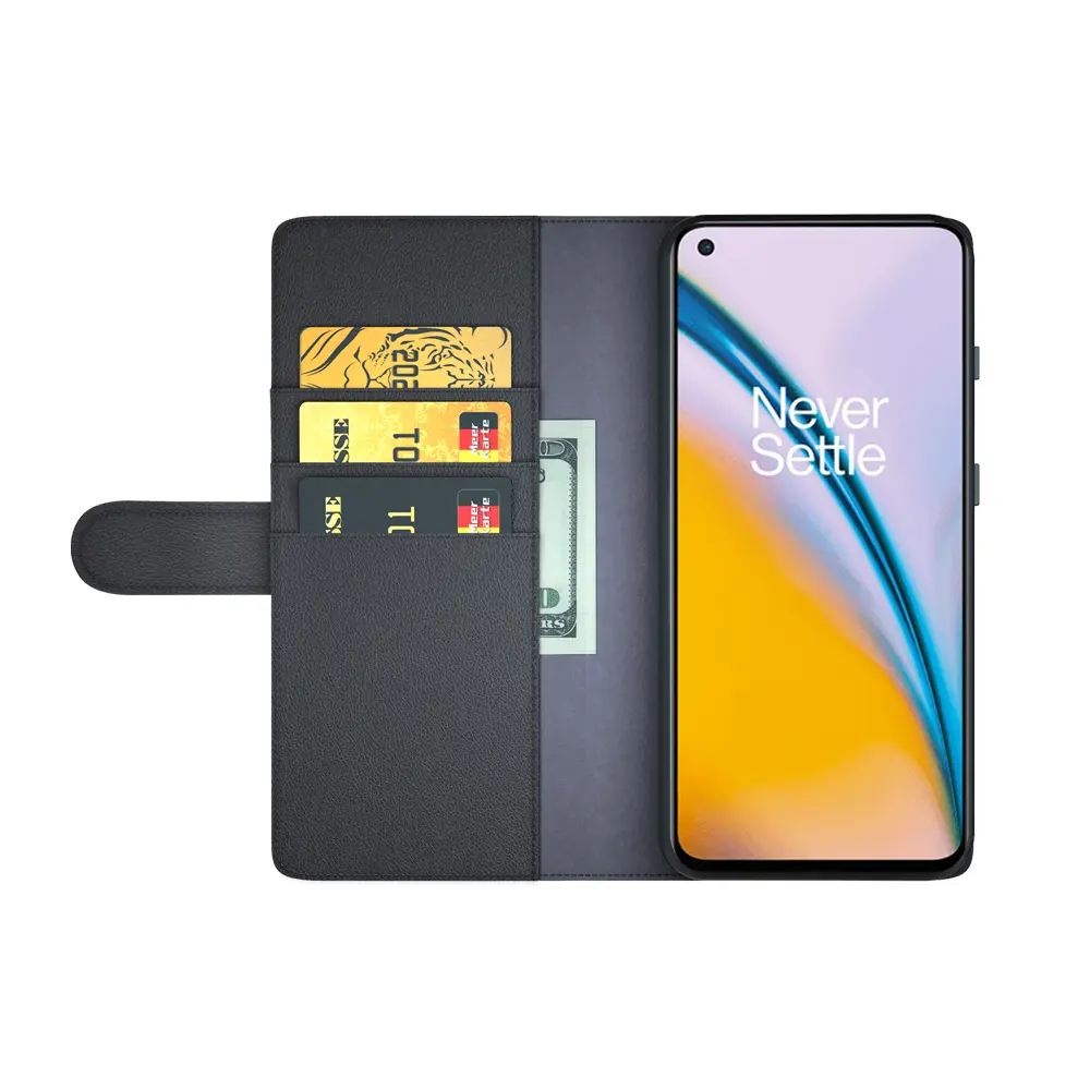 Äkta Läderfodral  OnePlus Nord 2 5G Svart