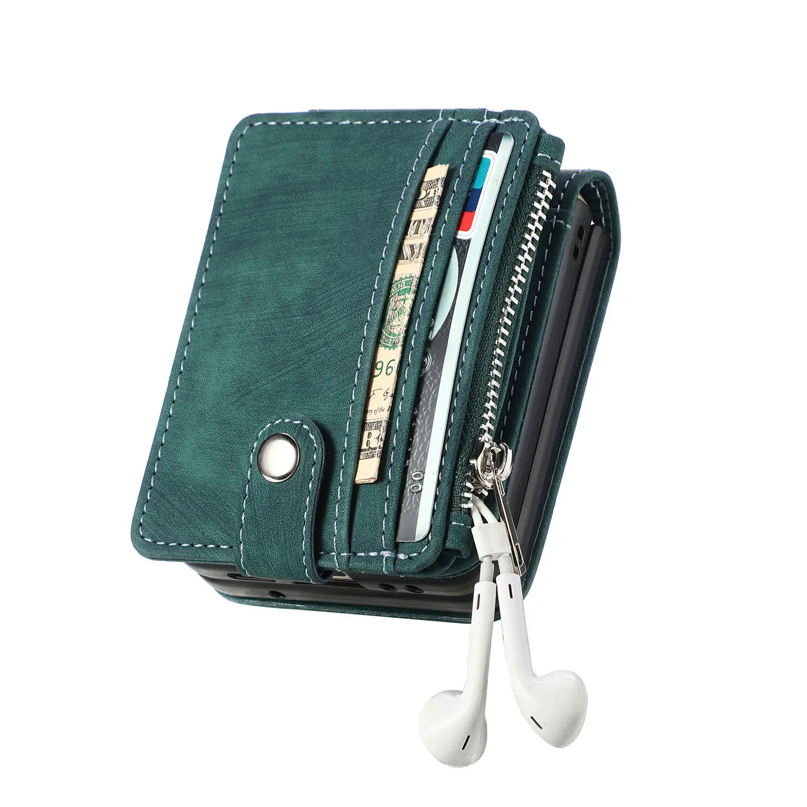 Mobilfodral Multi-slot Zipper Samsung Galaxy Z Flip 7 Grön