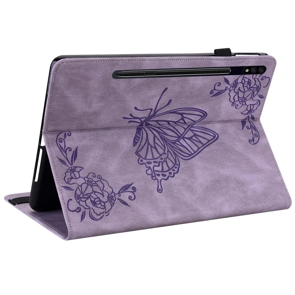 Läderfodral Fjärilar Samsung Galaxy Tab S10 FE Lila