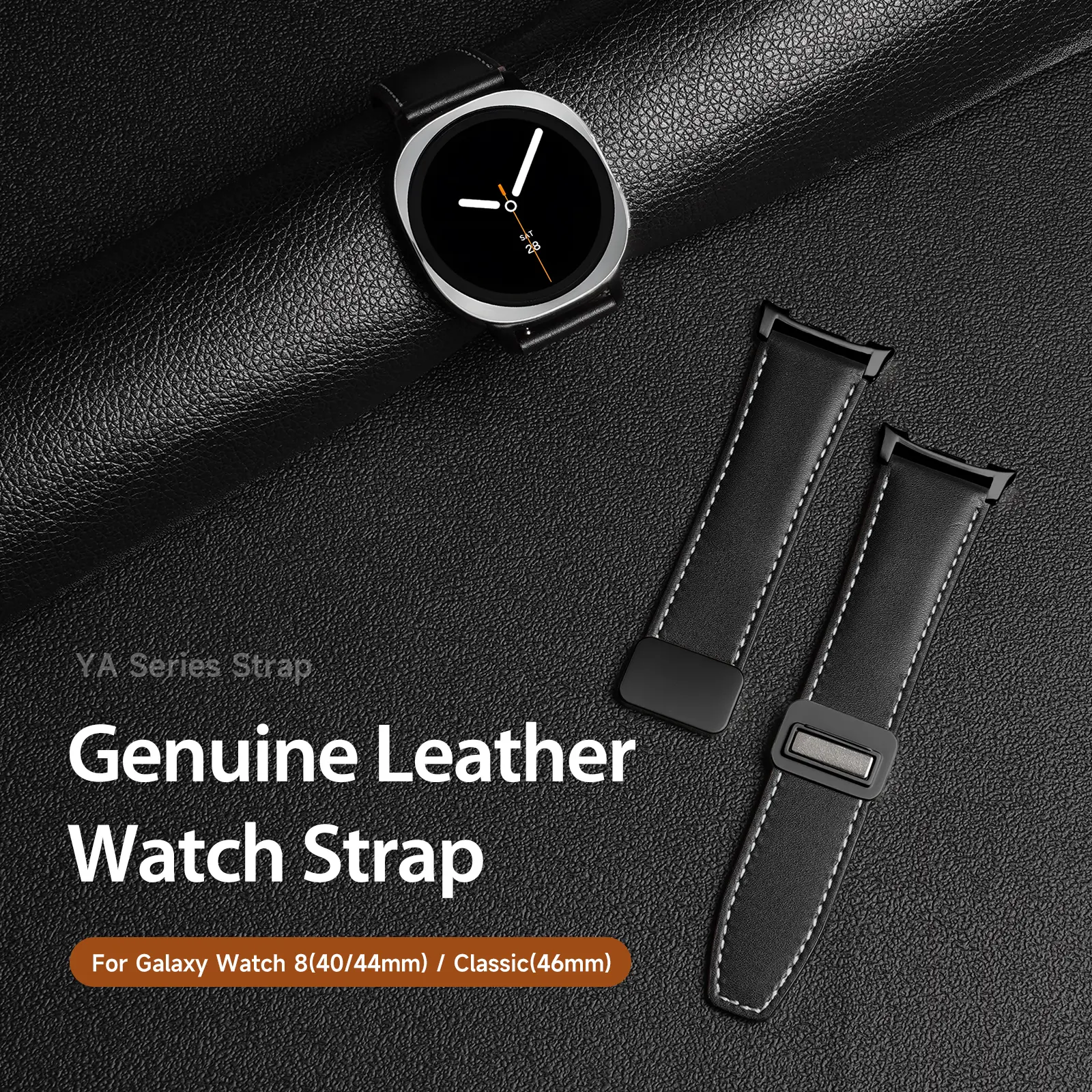 Läderarmband Samsung Galaxy Watch 9 40mm Svart