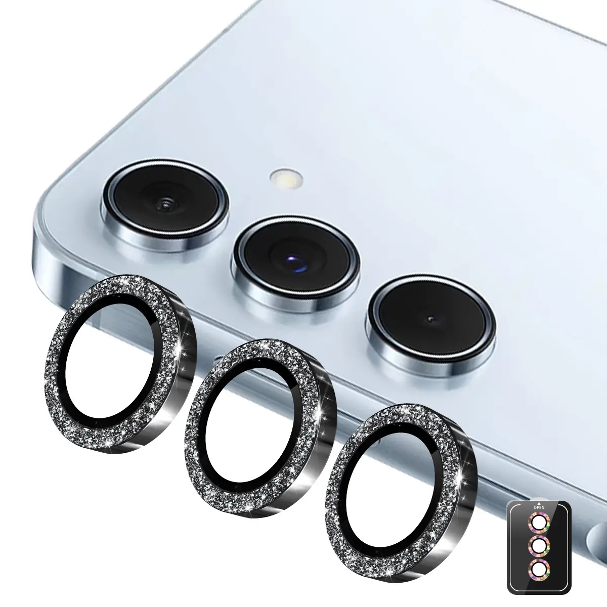 Glitter Linsebeskytter Aluminium Samsung Galaxy S26 Sort