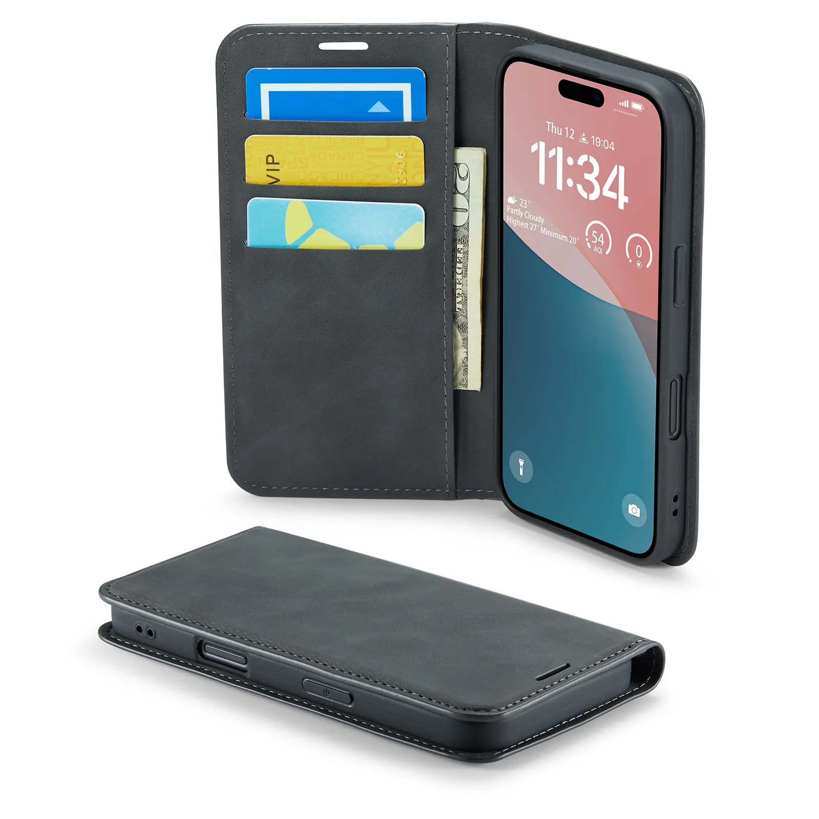 iPhone 16 Slim Mobiltaske Sort