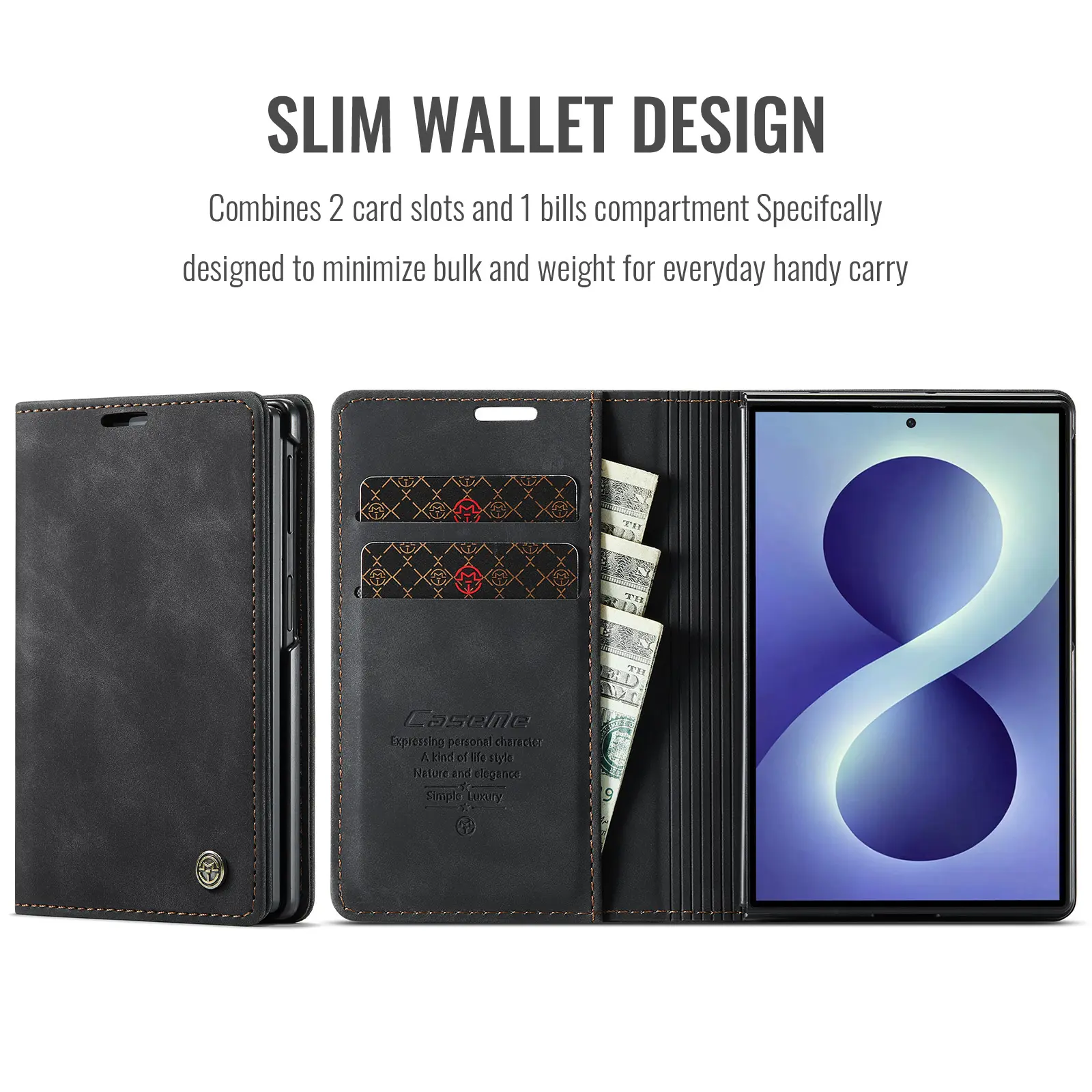 Slim Plånboksfodral Samsung Galaxy Z Fold 8 Svart