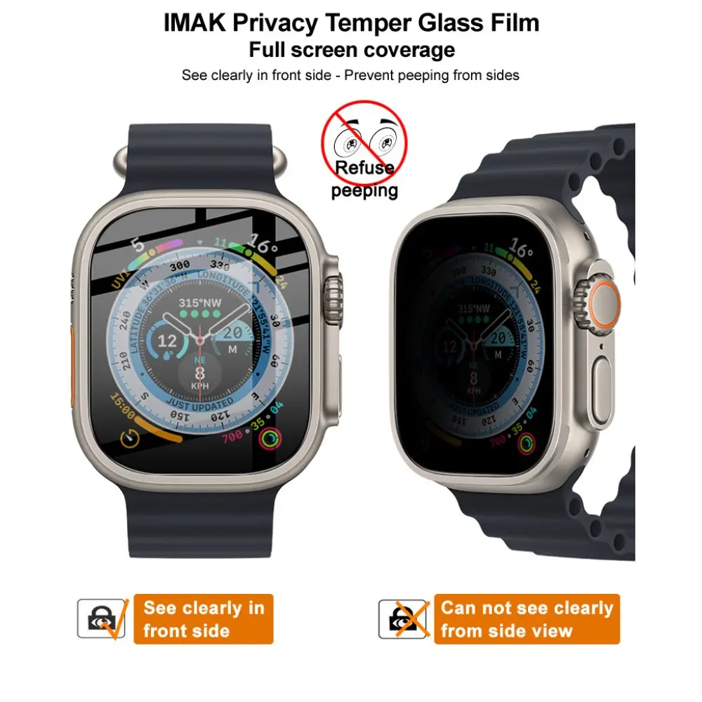 Privacy Härdat Glas Skärmskydd Apple Watch Ultra 2 49mm