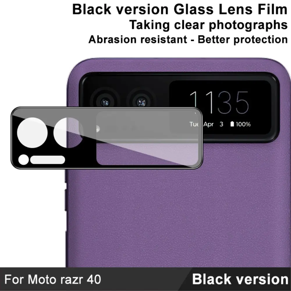 Härdat Glas 0.2mm Linsskydd Motorola Razr 40 Svart