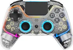 Langaton PS4 Pro -ohjain RGB-valaistuksella, kosketuslevyllä ja 2 makropainikkeella, Kirkas