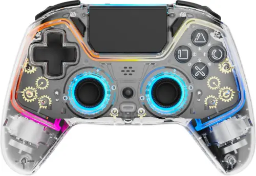 Trådlös PS4 Pro handkontroll med RGB, Touchpad och 2st Makro knappar, Genomskinlig