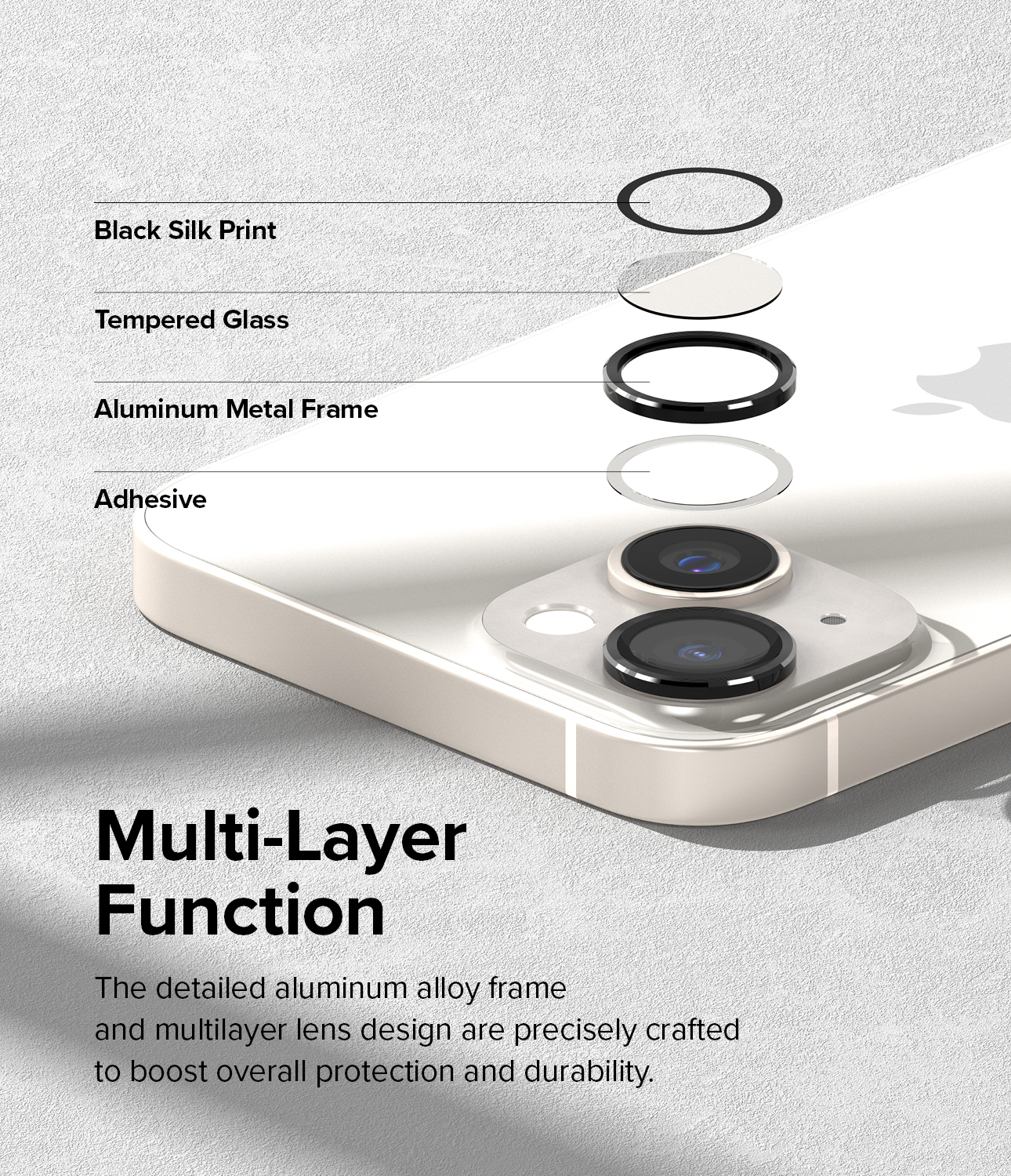 Camera Lens Frame Glass iPhone 14 Svart