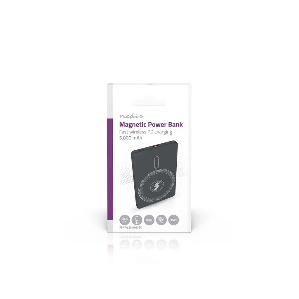 Magnetisk Trådlös Powerbank PD 20W 5000mAh Svart