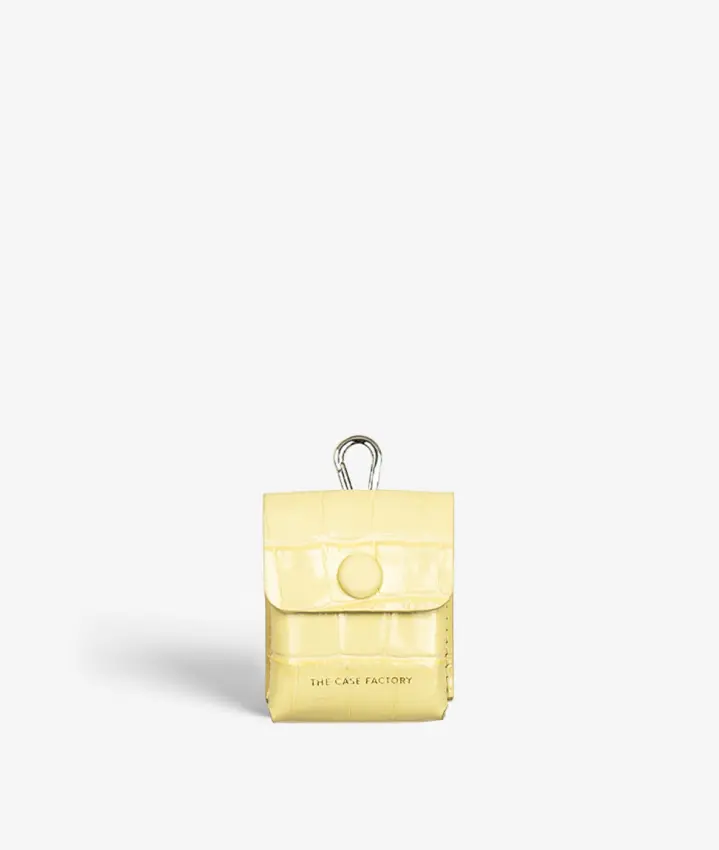 Attachable AirPods Leather Case Croco Pastell Yellow