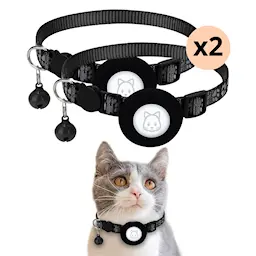 Apple AirTag Kattehalsbånd med refleks 2-pack, Svart