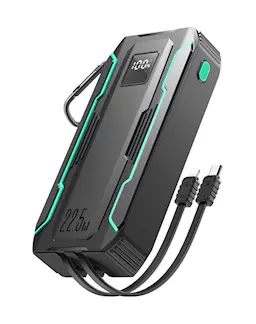 Powerbank med inbyggd kablar 20000 mAh 22.5W Svart