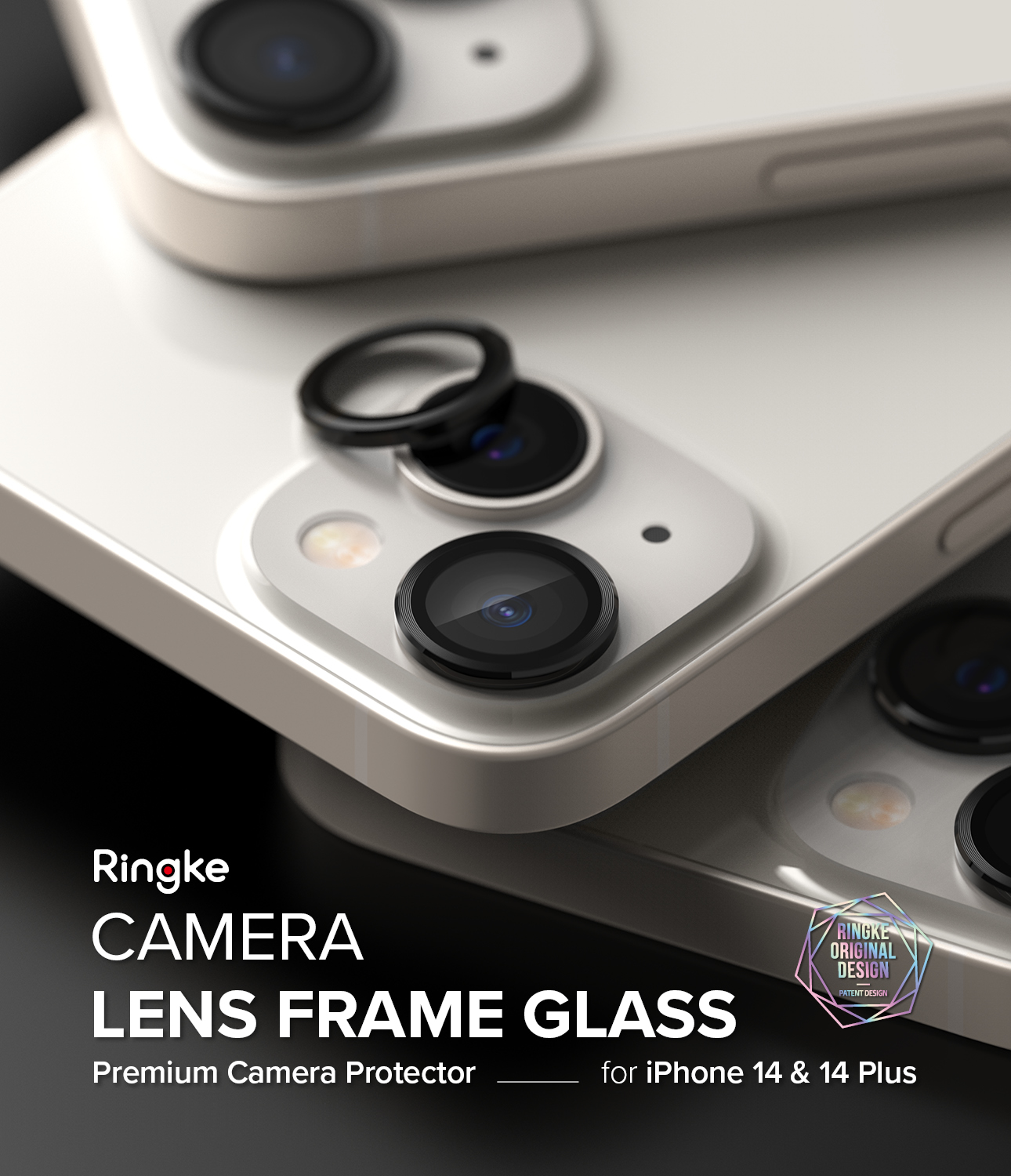 Camera Lens Frame Glass iPhone 14 Svart