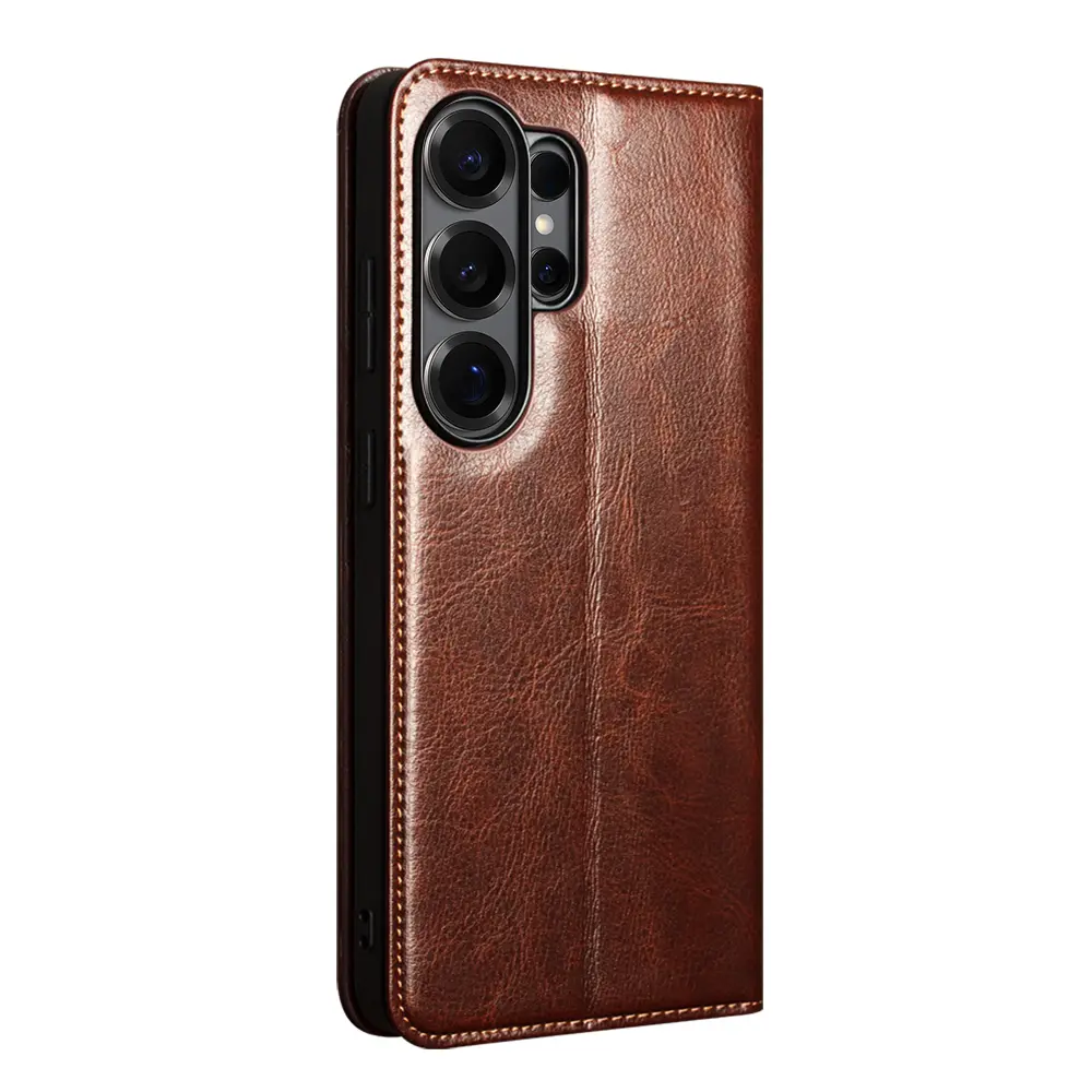 Samsung Galaxy S26 Ultra Leather Wallet Case Brun