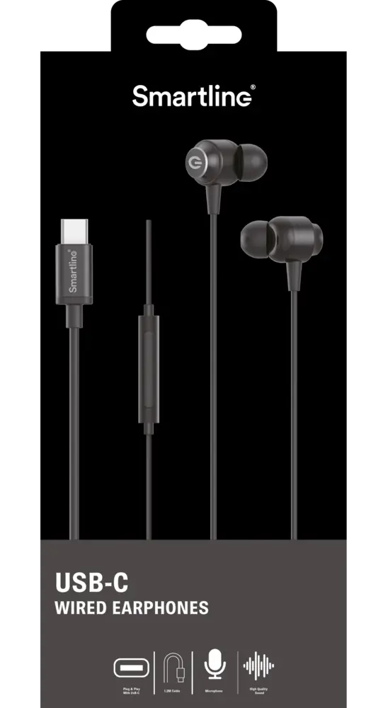 Trådbundna Hörlurar USB-C svart