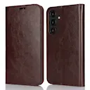 Mobiltaske Ægte Læder Samsung Galaxy S25 Plus Mørkebrun