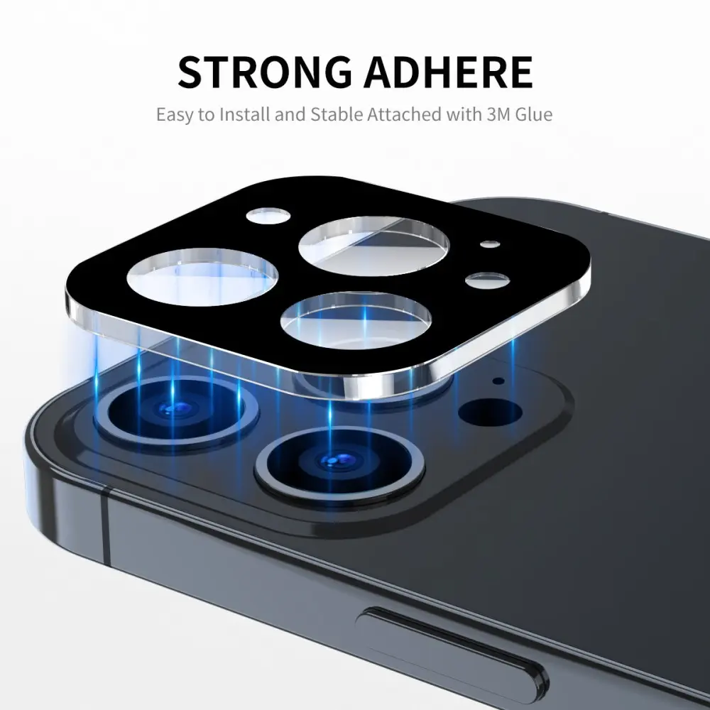 Härdat Glas Kameraskydd iPhone 15 Pro svart