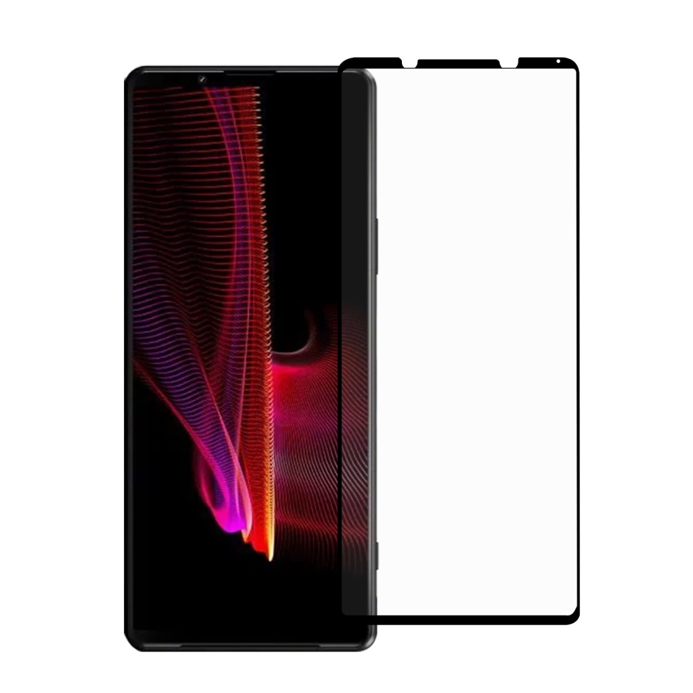 Heldekkende Skjermbeskytter Herdet Glass Sony Xperia 1 III svart - Skjermbeskyttelse som dekker hele skjermen