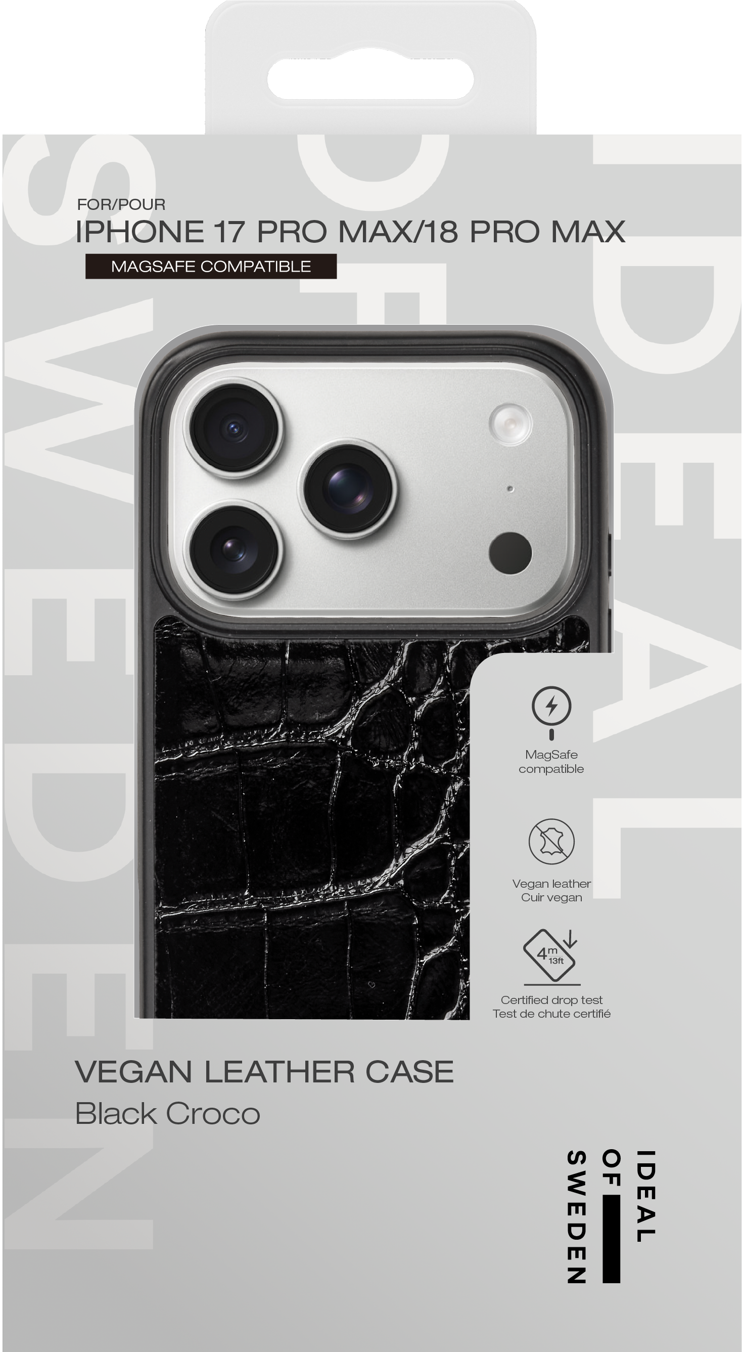 Vegan Leather MagSafe Case iPhone 17 Pro Max Black Croco