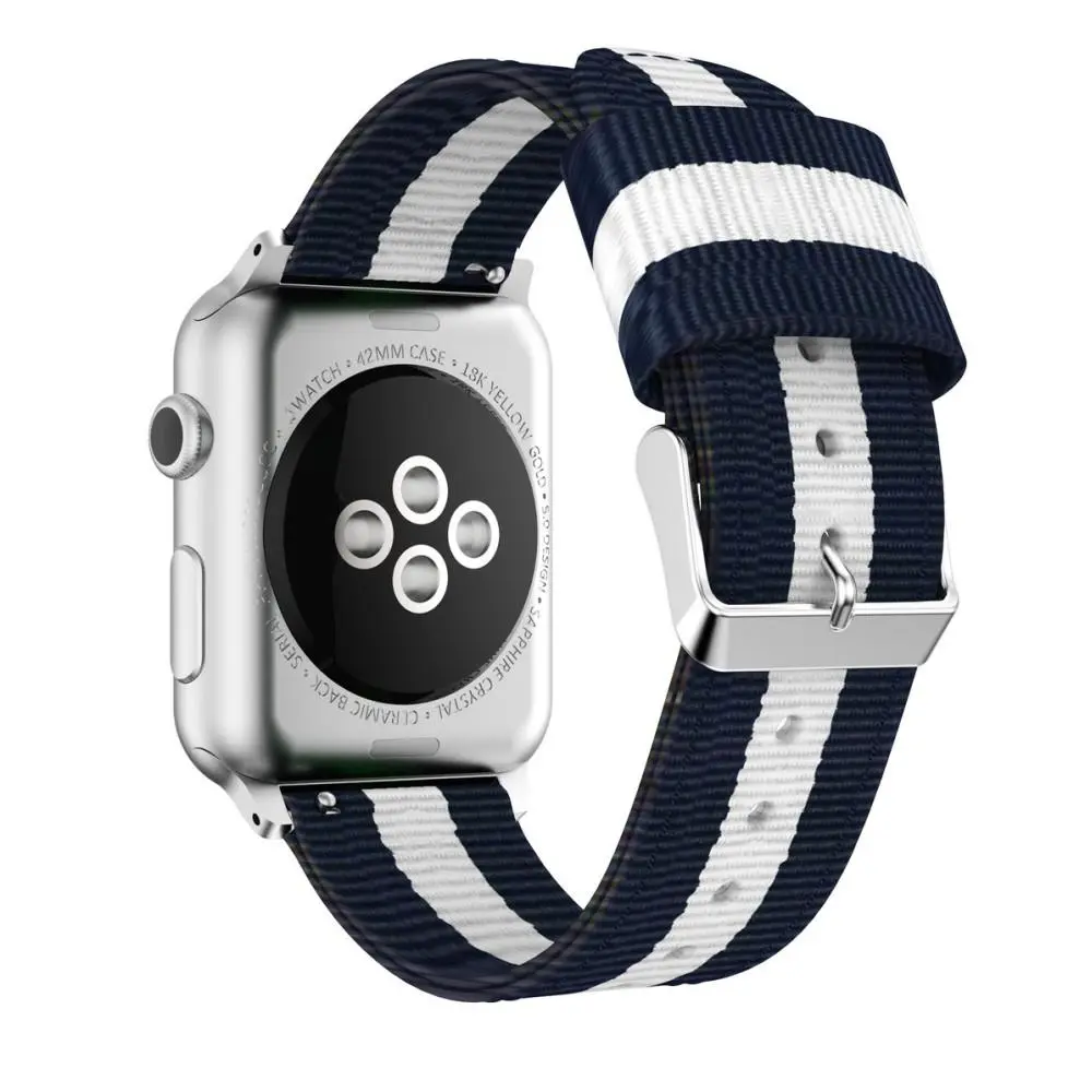 Nylonarmband Apple Watch Series 12 47mm blå/vit/röd