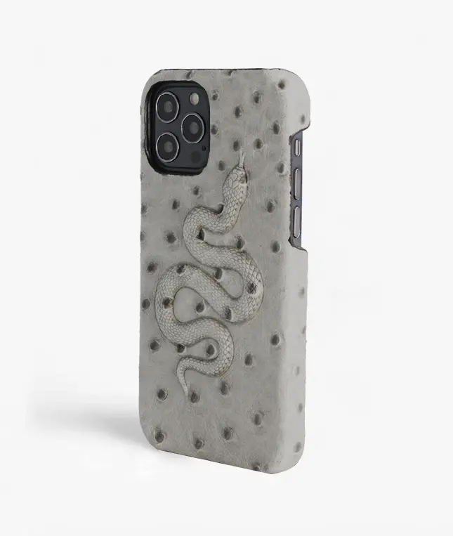 Skal iPhone 12/iPhone 12 Pro Snake Ostrich Grey