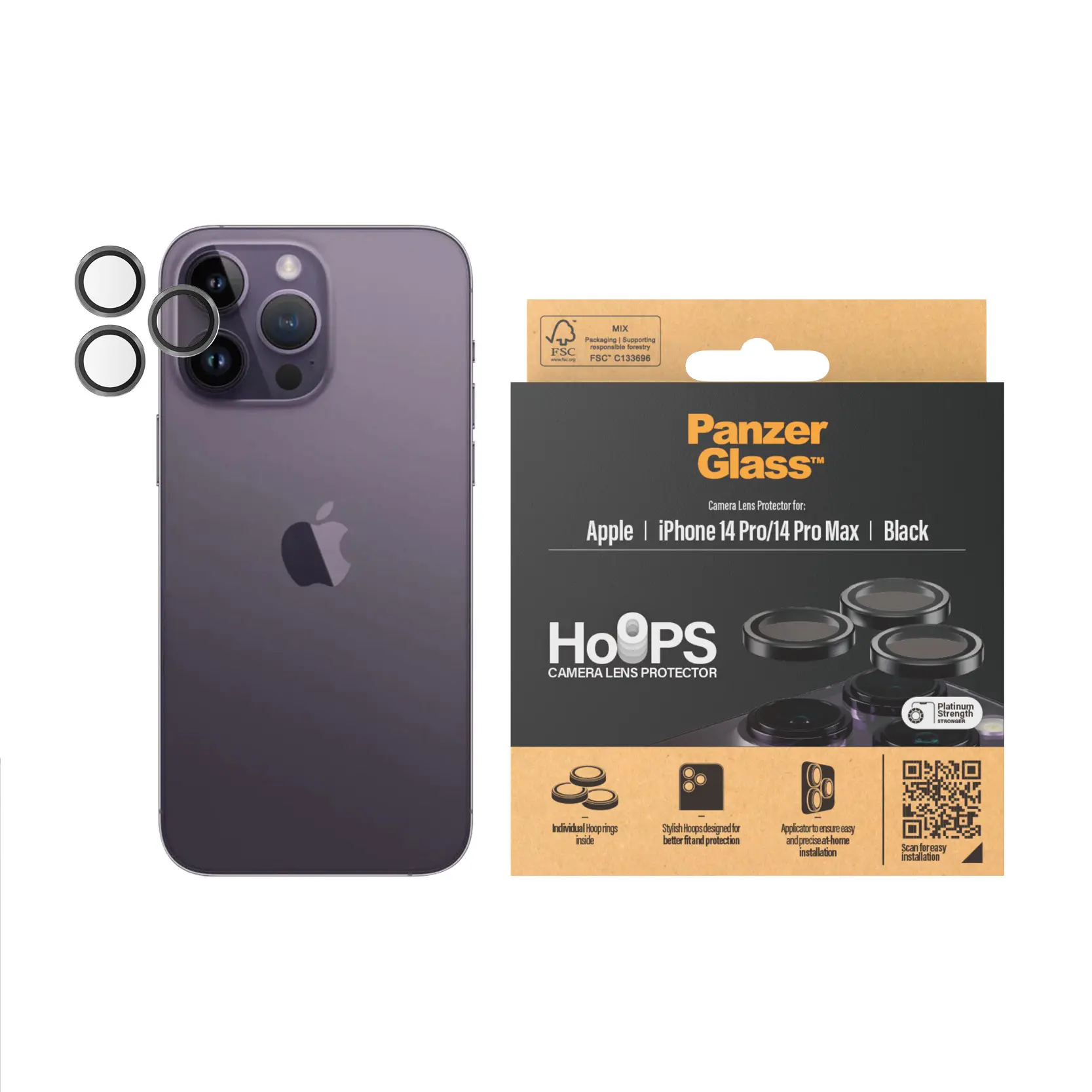 iPhone 14 Pro Hoops Camera Lens Protector Svart