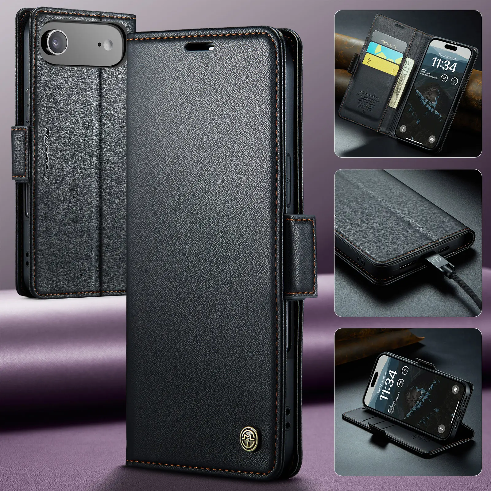 Slim Plånboksfodral RFID-skydd iPhone Air Svart