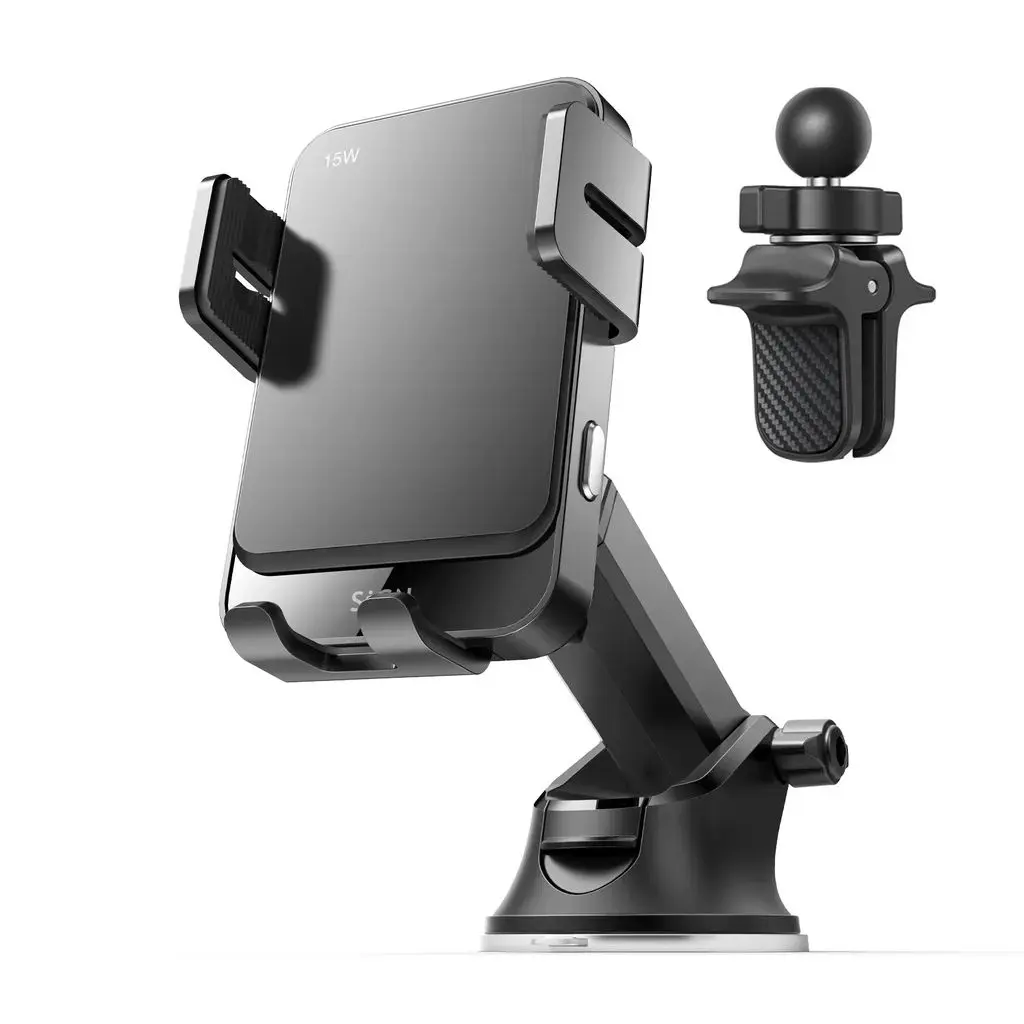 Bilholder til mobil med trådløs opladning 15W Sort