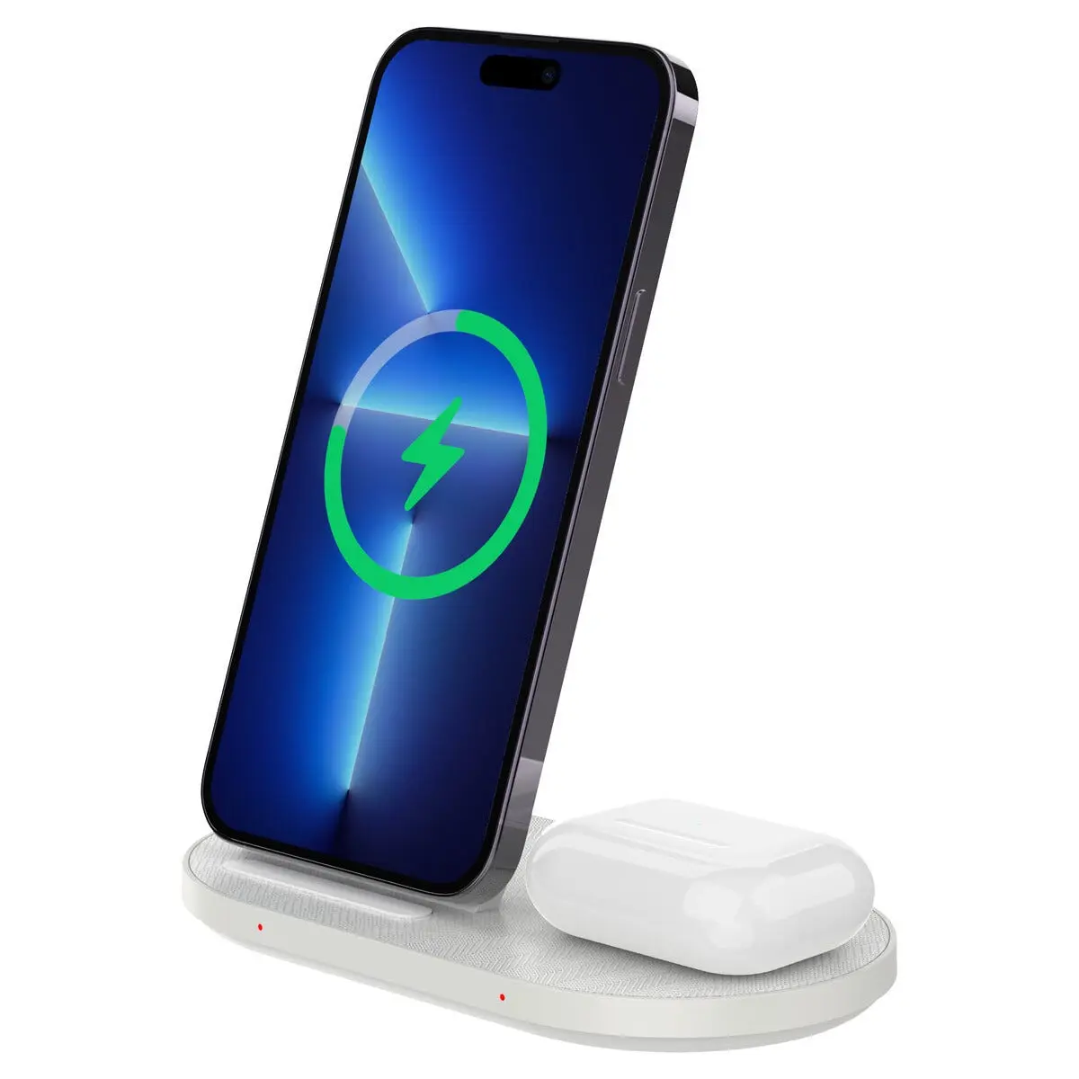 2-i-1 trådløs Qi ladestation Hvid