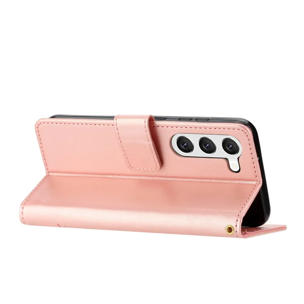 Läderfodral Fjärilar Samsung Galaxy S23 Rosa guld