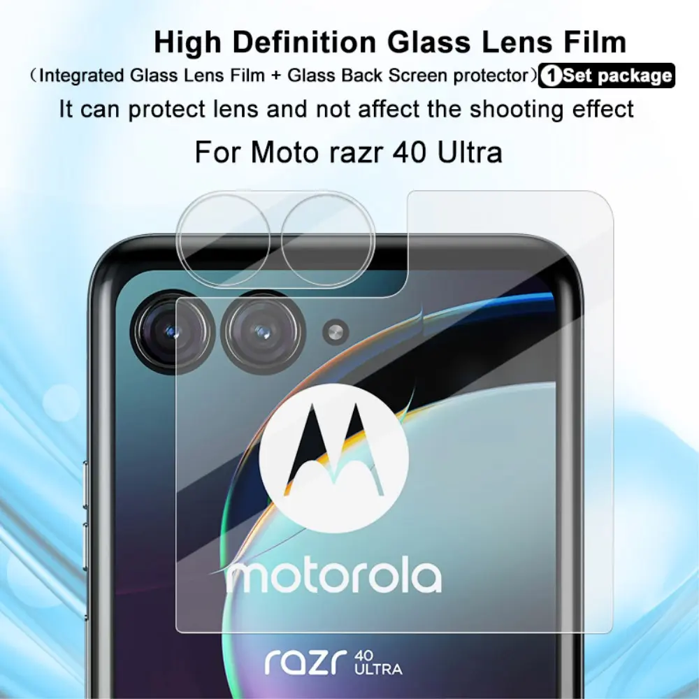 Härdat Glas Linsskydd + Ytterskärmskydd Motorola Razr 40 Ultra Genomskinlig